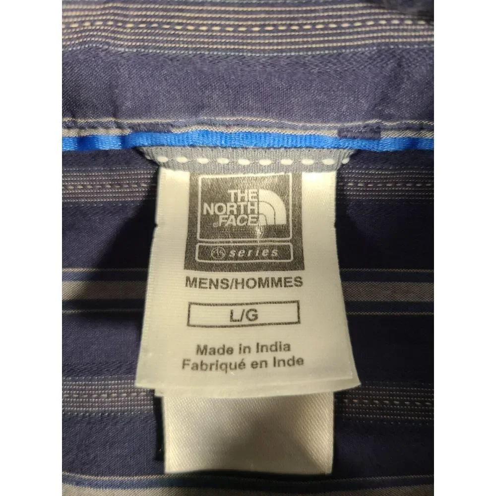 The North Face Shirt Mens Large Blue Striped Button Up Long Sleeve Outdoors‎